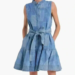CIEBON Elly Patchwork Denim Mini Shirtdress NWOT